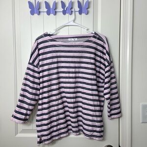 NWOT T by Talbots women’s textured purplish pink striped blouse shirt‎ top XL